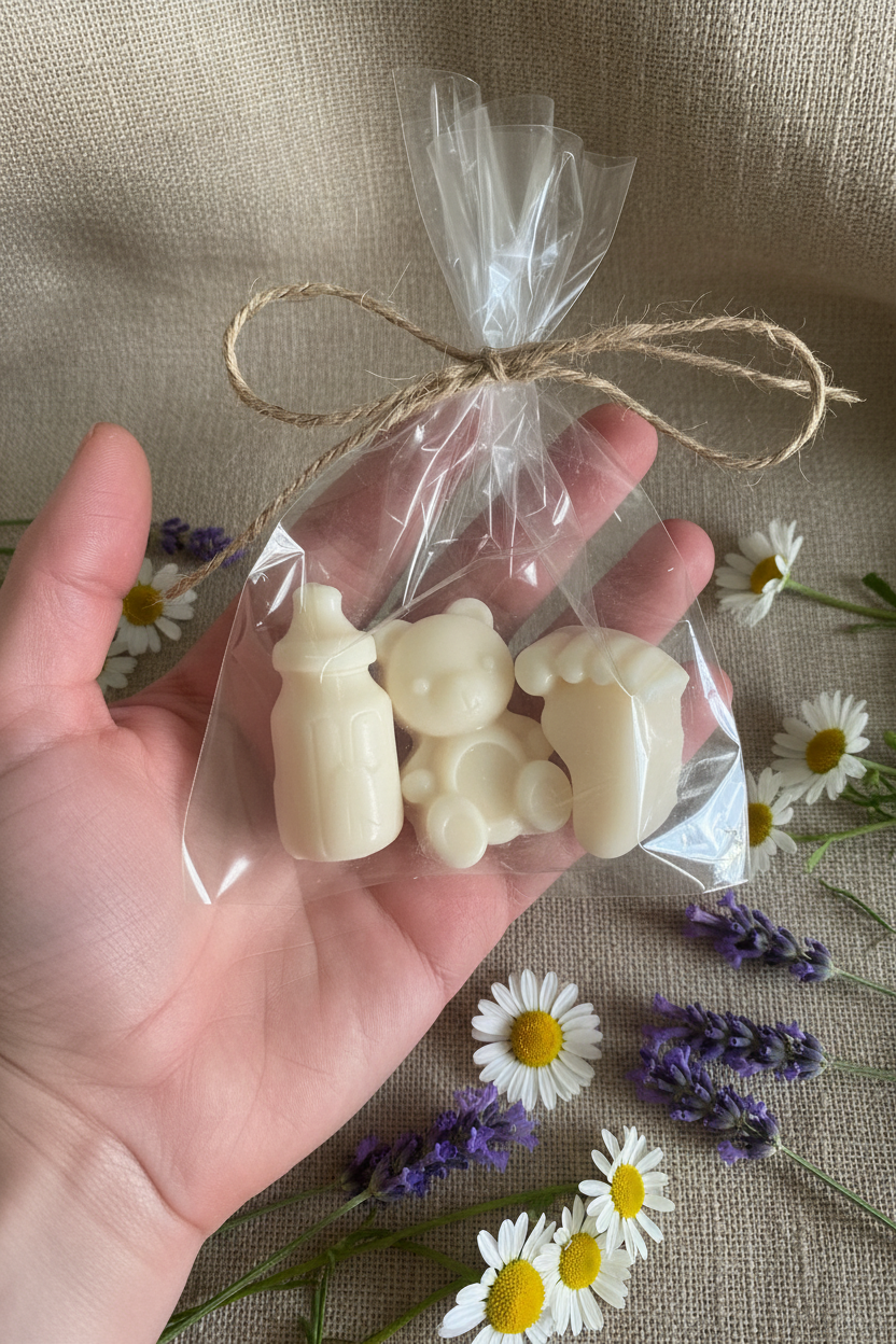 Baby Shower Soap Favors – 3 Mini soap Set, Baby Sprinckle, Baptism, Gender Reveal, Nuestra Revelacion Guest gift (10 favors)