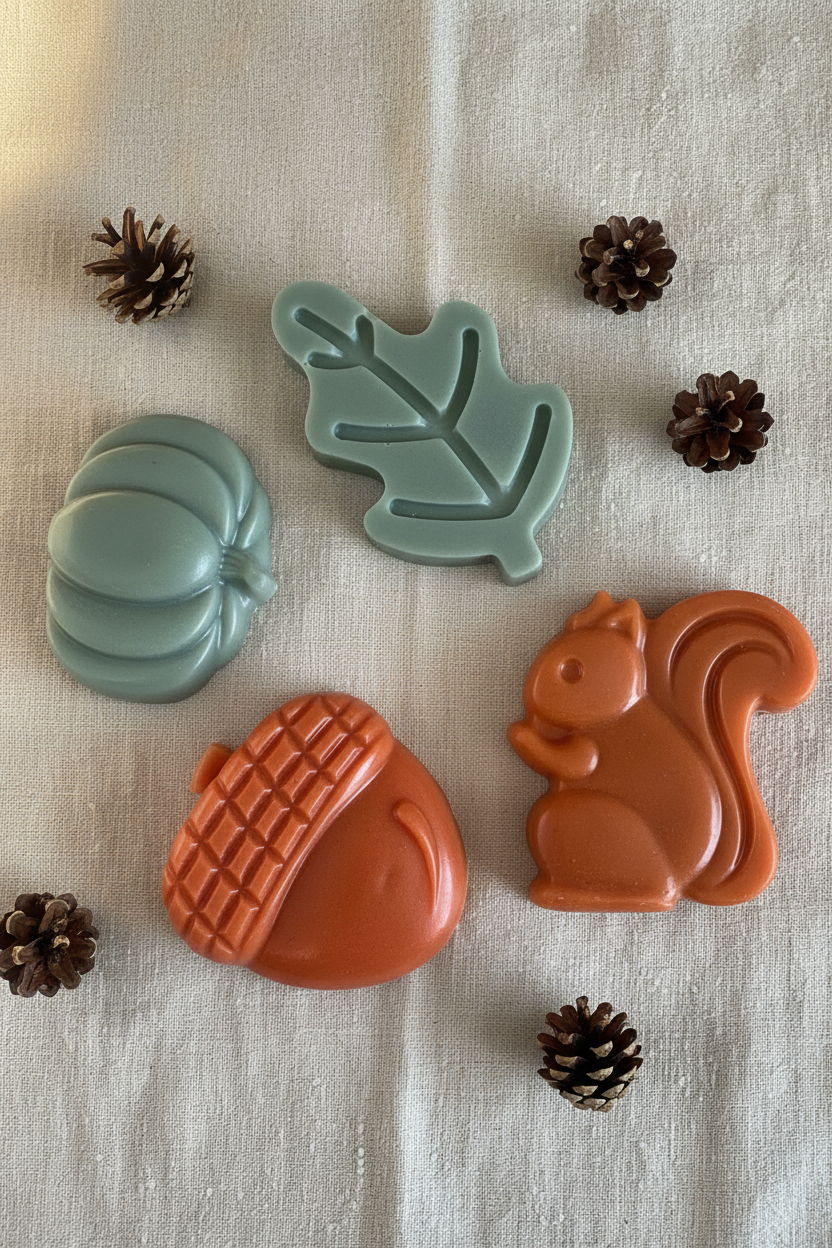 Woodland Fall Soap Favors Set – Squirrel, Oak, Leaf, Acorn & Pumpkin