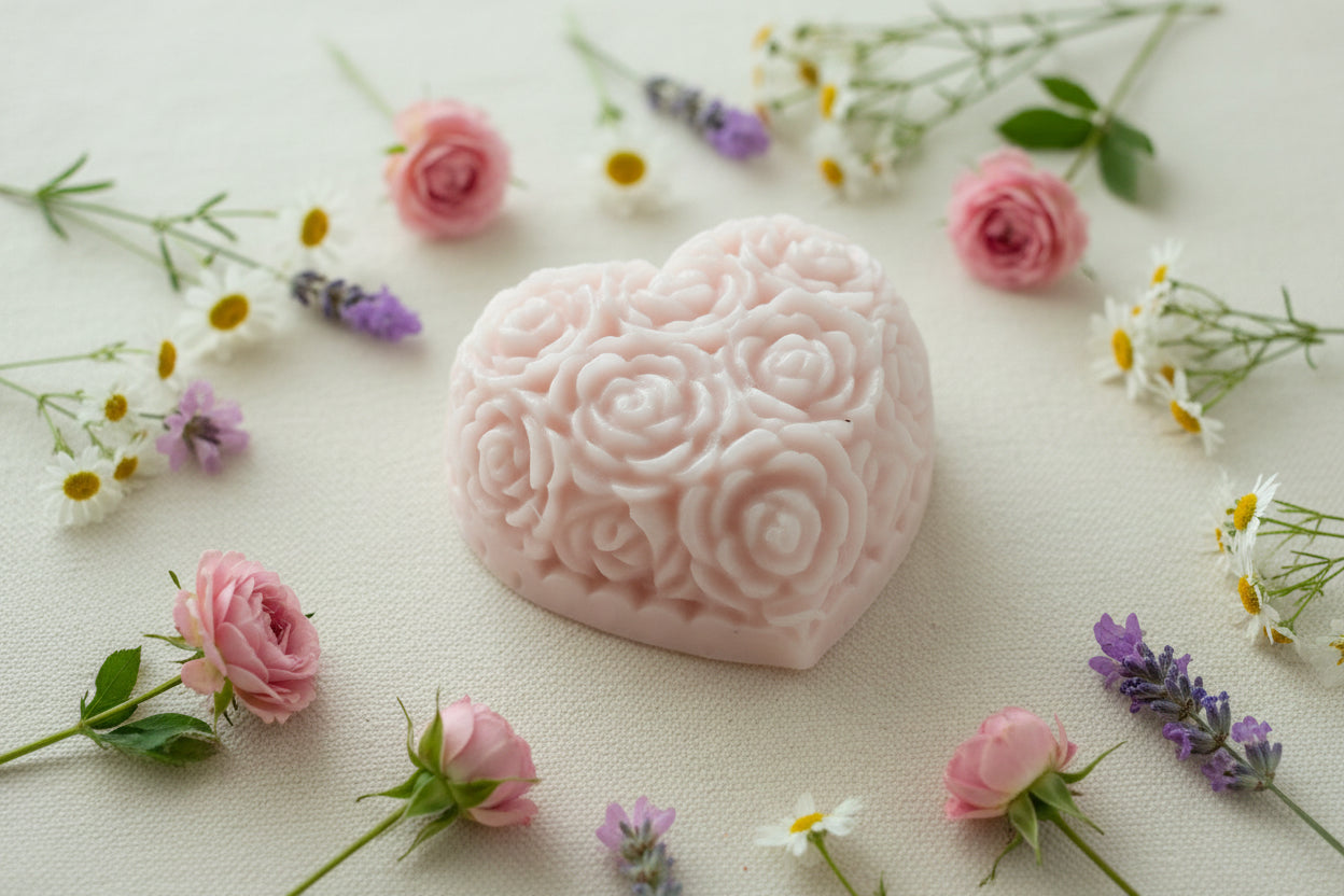 Rose Heart Shaped Soaps – Handcrafted Celebration Favors|Wedding| Baby Shower| Valentine’s Day|Mother's Day