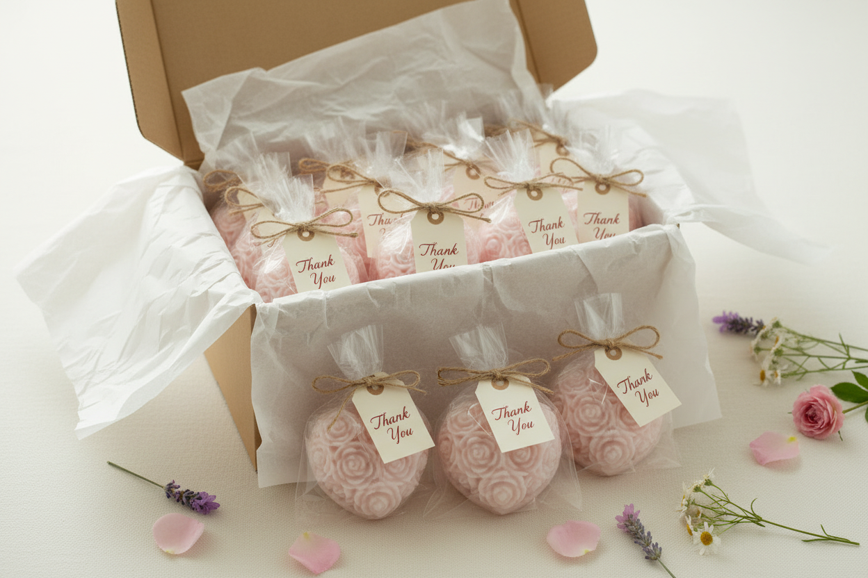 Rose Heart Shaped Soaps – Handcrafted Celebration Favors|Wedding| Baby Shower| Valentine’s Day|Mother's Day
