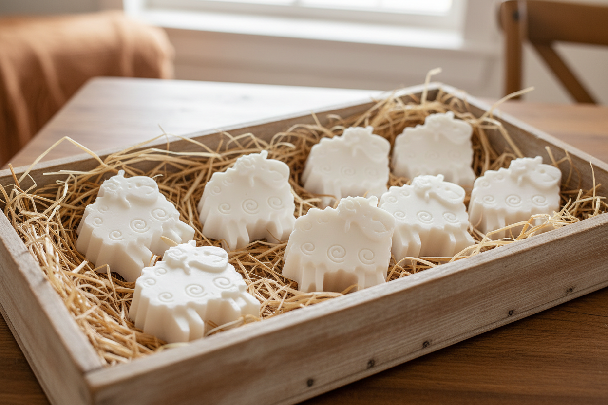 Sheep Soap Favors - Little Lamb Baby Shower, Farm Animals Party Gift for Guests, Baptism Lamb, Barnyard theme favors