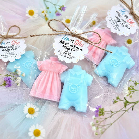 Handcrafted Dress Shaped Soap Favors – Gender Reveal Party, Baby Shower, Baptism Party Guest Gift