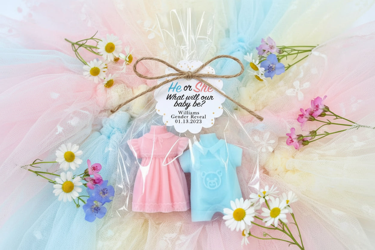Handcrafted Dress Shaped Soap Favors – Gender Reveal Party, Baby Shower, Baptism Party Guest Gift