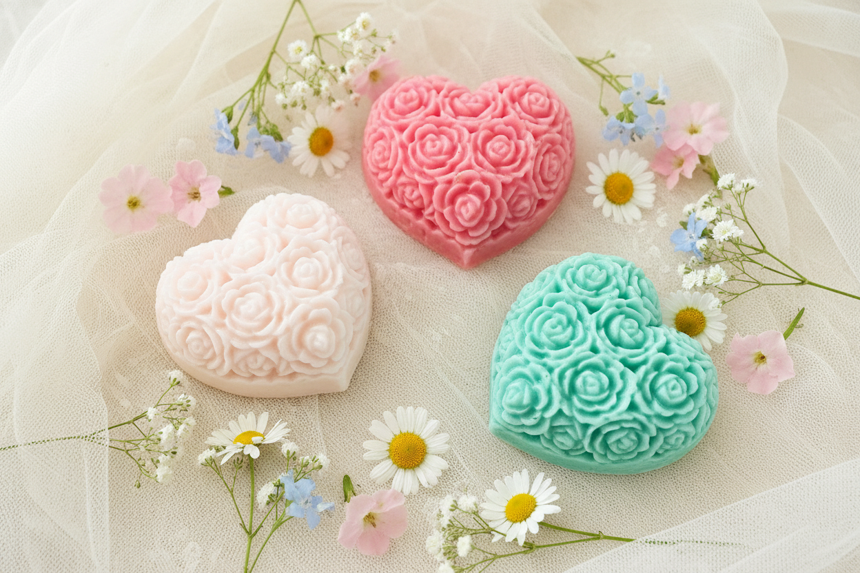 Rose Heart Shaped Soaps – Handcrafted Celebration Favors|Wedding| Baby Shower| Valentine’s Day|Mother's Day