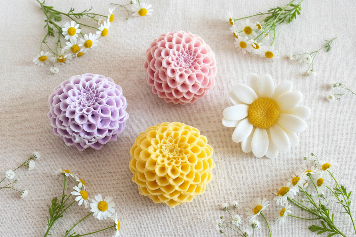 Handcrafted Dahlia Flower Soaps – Bridal Shower, Wedding, Baby Shower Favors