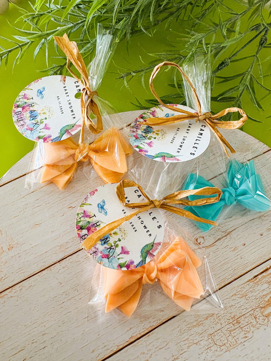 Bow Soap Favors - Baby Shower Party Guest Gifts, Pink Girl Floral Theme Birthday Decor, Tying The Knot Bridal Wedding Thank You Centerpieces
