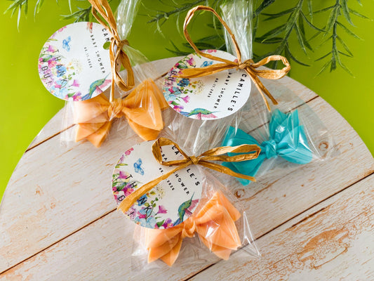 Bow Soap Favors - Baby Shower Party Guest Gifts, Pink Girl Floral Theme Birthday Decor, Tying The Knot Bridal Wedding Thank You Centerpieces