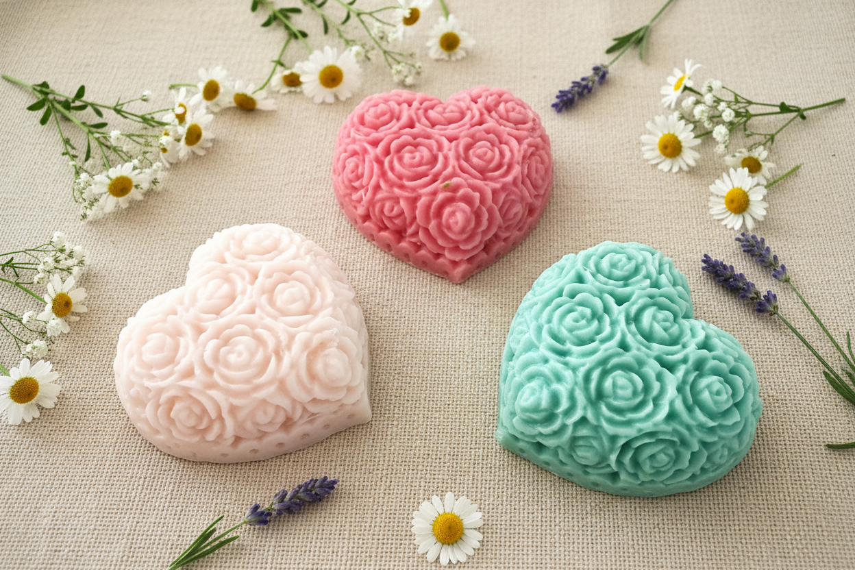 Rose Heart Shaped Soaps – Handcrafted Celebration Favors|Wedding| Baby Shower| Valentine’s Day|Mother's Day