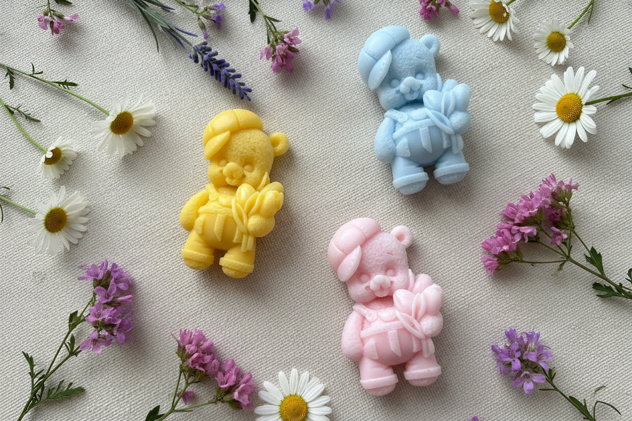 Teddy Bear with Flowers Soap Favors – Baby Shower | Birthday | Gender Reveal | Guest Gifts